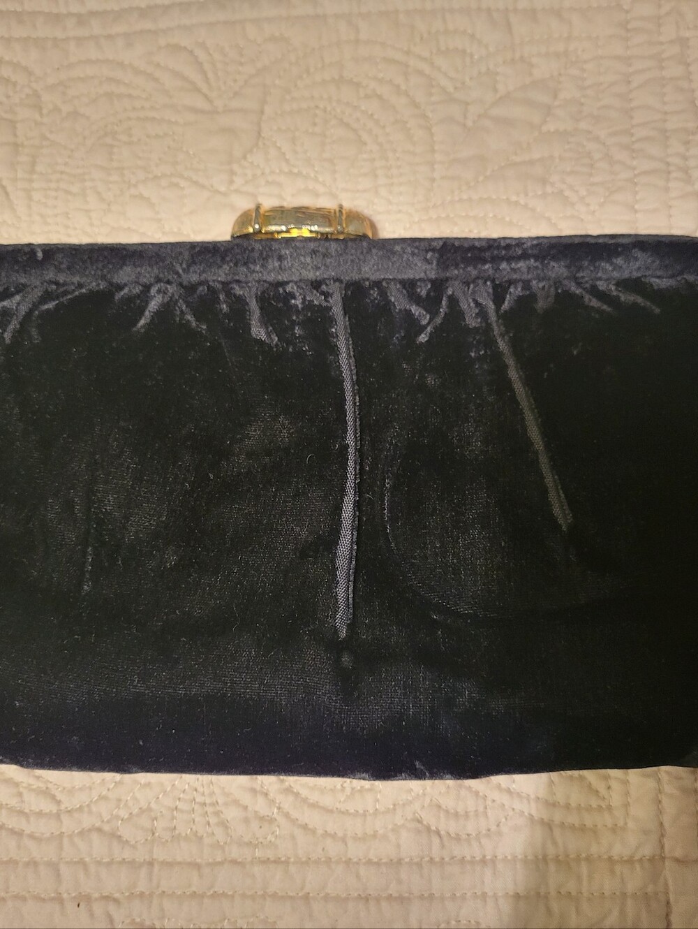 Black Velvet Evening Clutch with Gold Accent